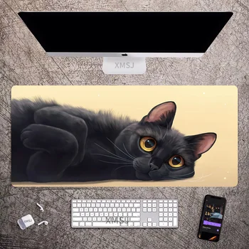 Cat Симпатичный коврик для мыши ПК Игровой настольный коврик Kawaii Коврик для мыши Gamer Office Клавиатура Резиновые нескользящие игровые аксессуары Большой коврик для мыши
