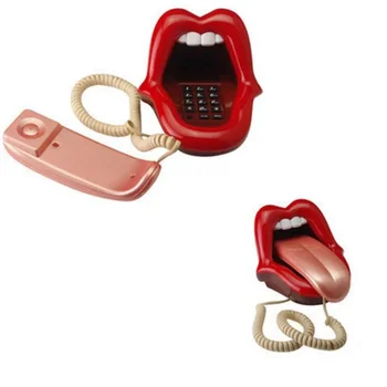Cool Red Open Big Mouth Phone Уникальный язык проводной телефонный шнур линия проводной телефон настольный телефон для домашнего офиса письменный стол украшение