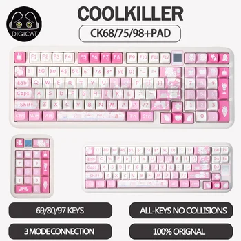 Coolkiller Rococo Ck68 Ck75 Ck98 Механическая клавиатура с пэдом 3 режима Беспроводные клавиатуры Bluetooth Игровая клавиатура RGB с горячей заменой