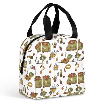  Custom Pattern Tote Сумки для ланча для женщин Портативная сумка для еды в стиле фермерского дома Портативная сумка для еды Пикник Путешествия Завтрак Касса Работа Школа