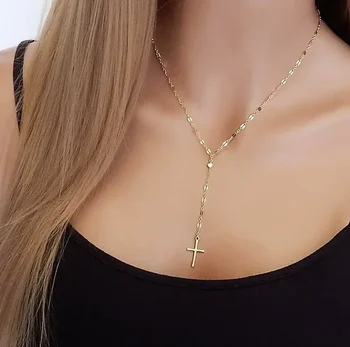 Delysia King Женщины 2021 Модное ожерелье с крестом Простой однотонный банкетный кулон