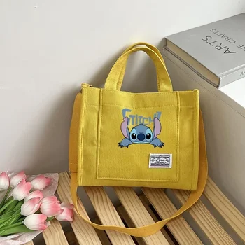 Disney Stitch Женские сумки-тоут Мультяшный холщ Женские сумки Harajuku Большая емкость Сумка для покупок Девочки Женская сумка через плечо