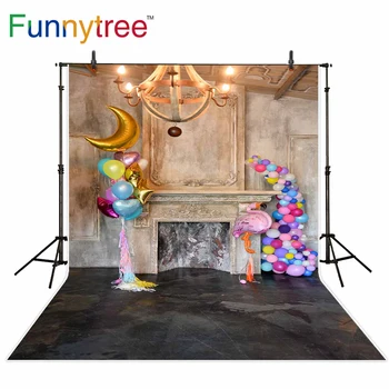 Funnytree фотография фон фламинго винтажный номер дня рождения воздушный шар готический фон фотозвонок фотобудка фотографический