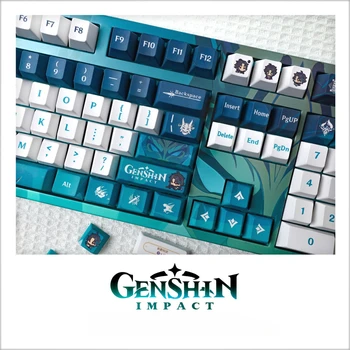 Genshin Impact Mandrill 120 клавиш Колпачок для клавиш PBT Сублимация Персонализированная механическая беспроводная клавиатура Cherry DIY Game Keycaps