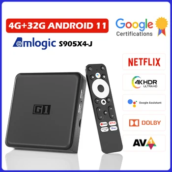 Google Netflix Сертифицированная Android 11 ТВ-приставка Dolby Audio&Dolby Vision 4K HDR AV1 S905X4 4G 32G WIFI6 Google Assistant Телевизионная приставка