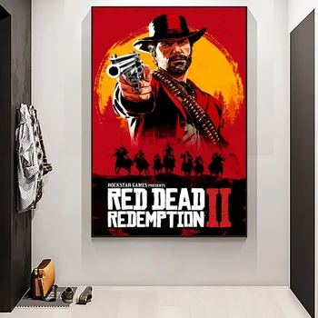 HD Печать Red Dead Redemption 2 Плакаты Настенное искусство Холст Печать Картины Современное Искусство Кино Декоративное для гостиной