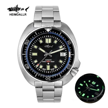 HEIMDALLR Винтажные мужские часы для дайвинга 20ATM Водонепроницаемые 44 мм C3 Светящийся циферблат Сапфировое стекло NH35A Автоматический механизм
