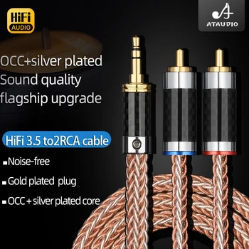 HIFI 3,5 мм на 2 RCA Аудио кабель OCC и посеребренный стерео кабель AUX RCA Jack 3,5 Y Разветвитель для iPhone MP3 DVD Усилитель