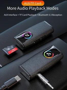 Handsfree Bluetooth Адаптер Беспроводной стерео аудиоприемник для 3,5 мм AUX Jack Наушники Автомобильный динамик Поддержка громкой связи TF-карта