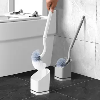 Home Настенный держатель для чистки с длинной ручкой Инструменты для уборки ванной комнаты Ершик для унитаза Без перфоратора