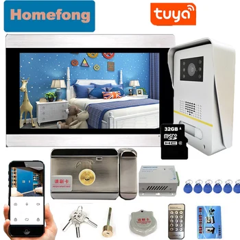 Homefong Tuya Wifi 7-дюймовый видеодомофон с замком беспроводной дверной звонок с умным монитором с камерой записи движения