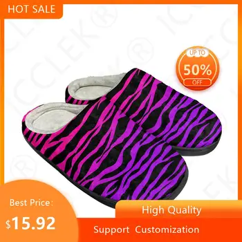 Hot Cool Zebra Print Модные хлопковые тапочки на заказ Мужские женские сандалии Плюшевые повседневные Держать тепло Обувь Термо Удобные тапочки