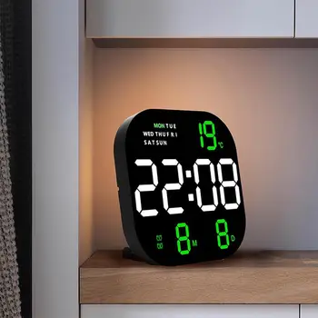 LED Цифровые настенные часы Большой экран Время Температура Дата Дисплей Будильник С Дистанционным Управлением Для Гостиной Декор Спальни