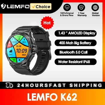 LEMFO Amoled Smart Watch Bluetooth Call IP68 Водонепроницаемые умные часы для мужчин 2024 1,43 дюйма 466 * 466 HD дисплей 400 мАч Батарея