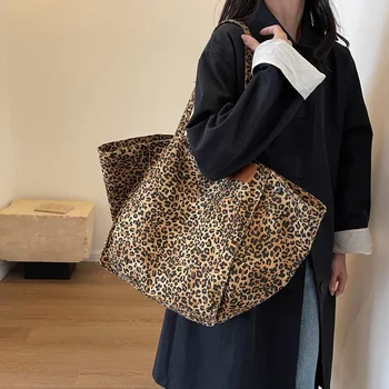 Leopard Design 2023 Корейский модный шоппер Большие сумки для покупок для женщин Сумка Леди через плечо Сумка большой емкости Сумка для девочек