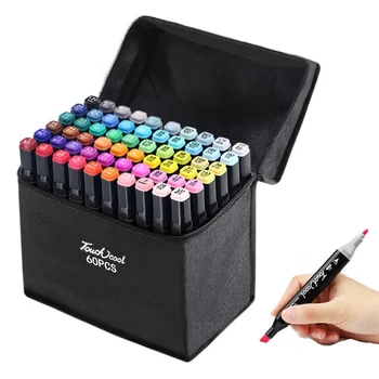 Mark Pen Set 60/80 Color Student Colored Double Head Аниме Живопись Масляная акварельная ручка Цветные маркеры для детей