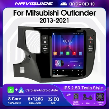 NAVIGUIDE S7 6 + 128G Автомагнитола для Mitsubishi Outlander XL 3 2013-2021 Для мультимедийного плеера Tesla Style Android10 Навигация GPS