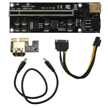 NEW-VER009S Plus PCIE Riser Card Ver 009S Sata 15-контактный на 6-контактный экспресс 1X 4X 8X 16X Адаптер удлинитель для майнинга майнер