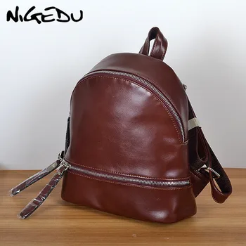 NIGEDU бренд Женский рюкзак vintaeg Высококачественная мягкая школьная сумка из искусственной кожи для девочек Рюкзак маленький женские рюкзаки для путешествий bao