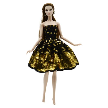 NK 1 Set 30 см Принцесса Благородное Пайетки Вечернее Платье Красивая Короткая Юбка Мода Повседневная Одежда Для Барби Кукла Аксессуары Подарок Игрушка