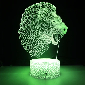Nighdn Lion Face Ночник 7 Изменение цвета Животное Светодиодные Ночники 3D Светодиодный Настольный Стол Лампа Украшение Дома Подарок Для Детей Ребенок