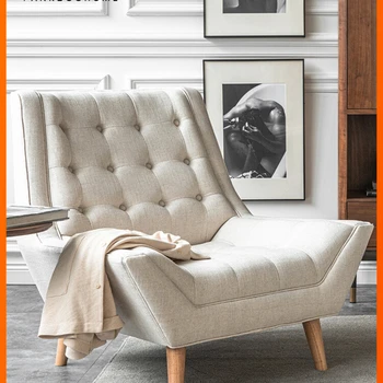 Nordic Single Sofa Expression Простая гостиная Дизайнер Высокая спинка Реклайнер Комбинированная ткань Ins Интернет-знаменитость в форме