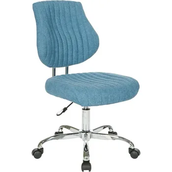 OSP Home Furnishings Sunnydale Регулируемый плюшевый офисный стул с хромированным основанием, Sky Office Furniture Компьютерное кресло
