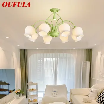 OUFULA Зеленый подвесной потолочный светильник Светодиодный креативный дизайн ароматерапии Дизайн подвесной люстры для домашней спальни