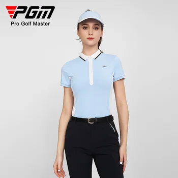PGM Женская рубашка для гольфа с коротким рукавом для женщин Футболка Поло Дизайн Раздельное Дно Удобный дышащий спортивный топ YF555