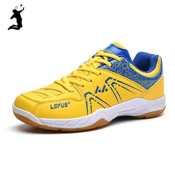 Plus Размер 36-45 Унисекс Профессиональная спортивная обувь для бадминтона Желтый синий Женский волейбол Кроссовки для настольного тенниса Легкий L021
