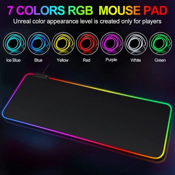 RGB Светящийся чисто черный коврик для мыши Утолщенный коврик для мыши Большой настольный коврик Зашифрованный противоскользящий Нескользящий сверхбольшой офис для видеоигр