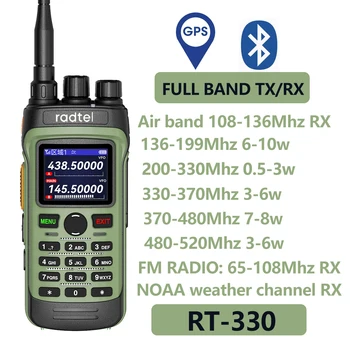 Radtel RT-330 Gps Bluetooth Программирование приложения Любительское радио 10 Вт Мощность Полнодиапазонный 136-520 МГц TX RX Авиационная частота Прием NOAA