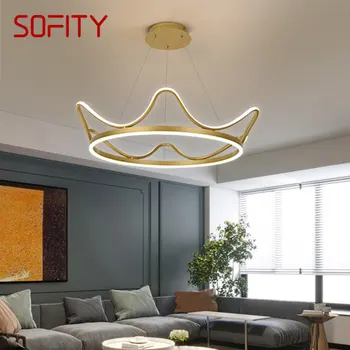 SOFITY Nordic Pendant Lamp Modern Gold Creative LED Crown Светильники для дома Гостиная Спальня Декор Люстра Свет