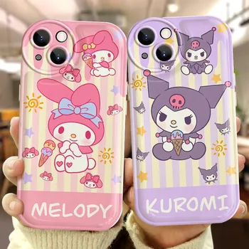 Sanrio my melody Kuromi Sweet Cartoon Чехол для телефона для iPhone 14 13 12 11 Pro Max Xr Xs Max Mini 7 8 14 Plus Чехол Симпатичная мягкая обложка