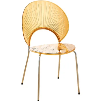  Shell Обеденный стул Столовая Мебель Пластиковые материалы Современный и простой металлический каркас для гостиной, бара, отеля, ресторана