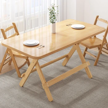 Soild Wood Складные обеденные столы Набор кухонных стульев Мобильные современные скандинавские обеденные столы Открытый ресторан Мебель Muebles