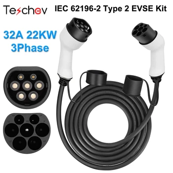 Teschev 32A 3 фазы 22 кВт 5 метров Кабель для зарядной станции для электромобилей IEC62196-2 Type 2 EV Зарядный кабель EVSE Комплект для электромобиля