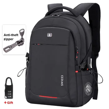 Travel 16 17,3-дюймовый швейцарский рюкзак для ноутбука USB-зарядка Противоугонный бизнес-багаж Дневной рюкзак для мужчин Женщины Колледж Школьная сумка