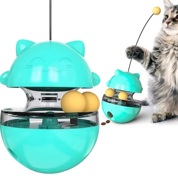 Tumbler Cat Интерактивная игрушка Лакомство Диспенсер для еды Игрушки с катящимися шариками Забавный кот Slow Feeder IQ Тренировочный мяч для котенка