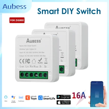 Tuya 16A MINI Zigbee Smart Switch DIY 2-way Control Relay Module Timer Для умной жизни Работа с Alexa Google Home Yandex Alice