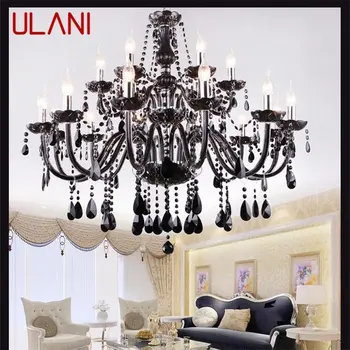ULANI Люстра в европейском стиле Светодиодная подвесная свеча Кристально черные роскошные светильники Indoor for Home Hotel Hall
