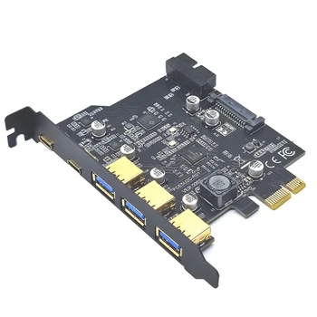USB PCI-E Riser Card Тип C USB 3.2 Gen2 Умножитель Адаптер для компьютеров