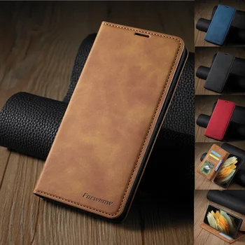 UltraSlim Magnetic Flip Leather Case для Samsung Galaxy S23 S22 Ultra S21 S20 FE S10 S9 S8 Plus S7 Note 8 9 10 20 Ultra
