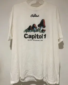 Vinrage 70-х Capitol Records Capitol 1 Пустая записывающая лента Грибная футболка XL