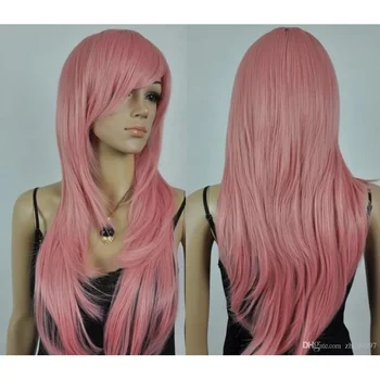 WIG WBY dd001530 Розовый длинный прямой женский косплей парик подарок
