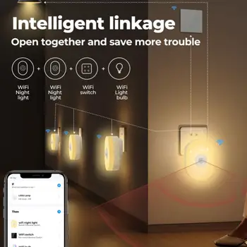 WiFi Tuya Smart LED Ночник PIR Датчик движения Светильник EU US UK Plug Wall Lamp Теплый белый RGB Комнатное приложение Голос для Alexa Googl