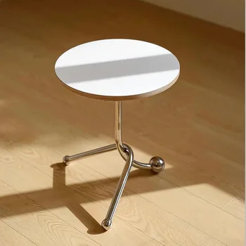 Wuli Nordic Минималистичный приставной столик из нержавеющей стали Чайный журнальный столик Ins Мини-журнальный столик Спальня Балкон J-образный угловой стол