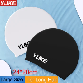 YUKE Твердая силиконовая шапочка для плавания Большой размер для длинных волос Большой слух Женщины Мужчины Дети Водонепроницаемые уши Защитные девушки