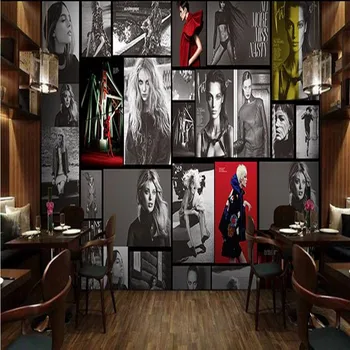 beibehang Обои на заказ европейские и американские звезды ретро плакат фреска магазин одежды бар кофейня обои