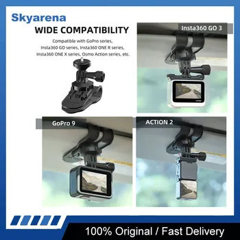  Автомобильный держатель для экшн-камеры с креплением для солнцезащитного козырька для Insta360 GO 3 Крепление для видеоблога сотового телефона 360 ° Вращение на 360 ° для GO3 / 360 X3 / GoPro 11 / Action 3